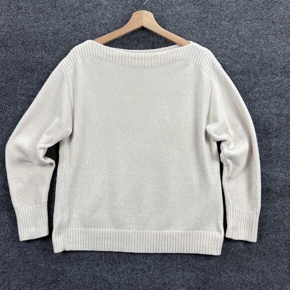 Tommy Bahama Sweater Womens Small Ivory Pullover Soft Solid Knit Polyester Cozy - Picture 1 of 12